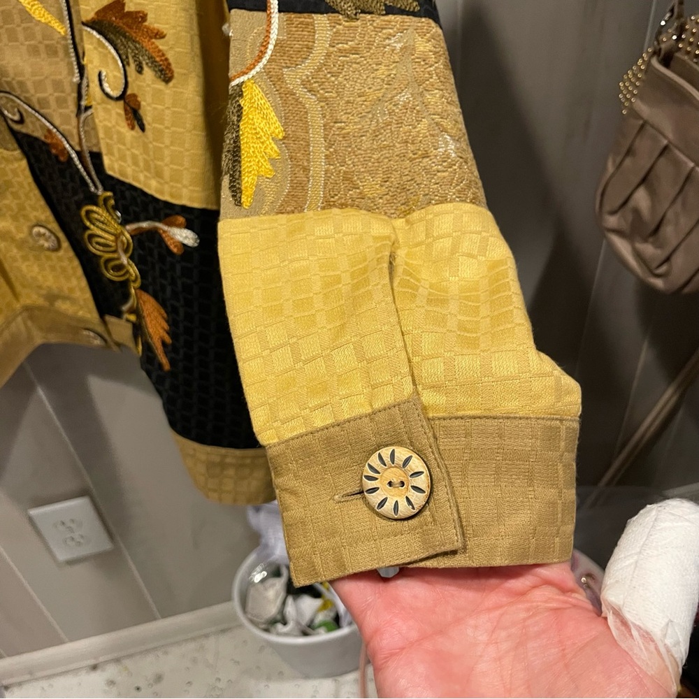 Cute Y2K celestial button mustard embroidered jac… - image 8